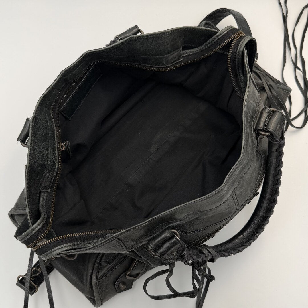 2003 Balenciaga Motocross Classic City Black Leather Handbag