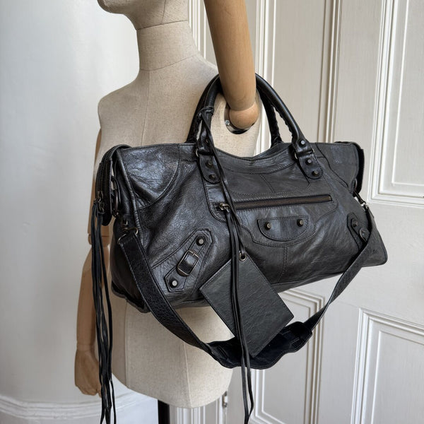 2003 Balenciaga Motocross Classic City Black Leather Handbag