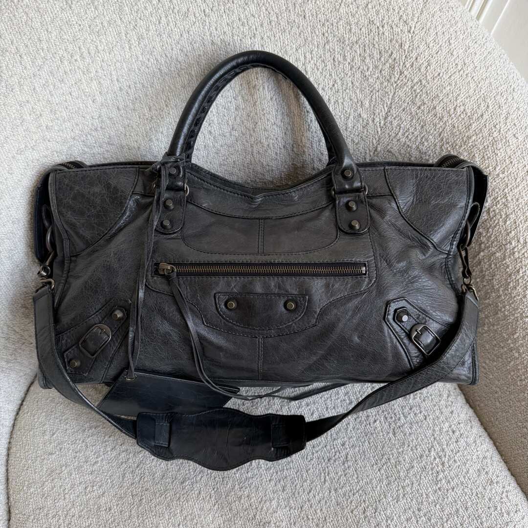 2003 Balenciaga Motocross Classic City Black Leather Handbag