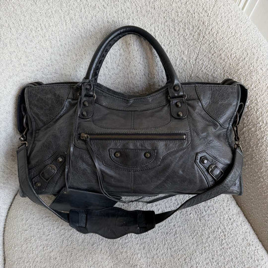 2003 Balenciaga Motocross Classic City Black Leather Handbag