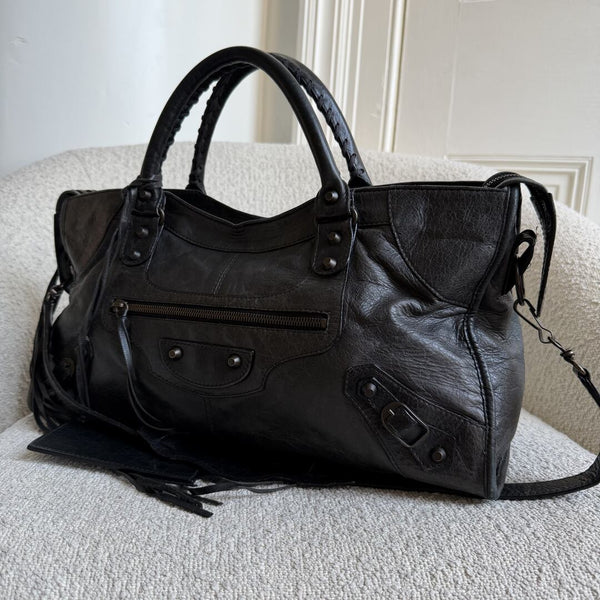 2003 Balenciaga Motocross Classic City Black Leather Handbag