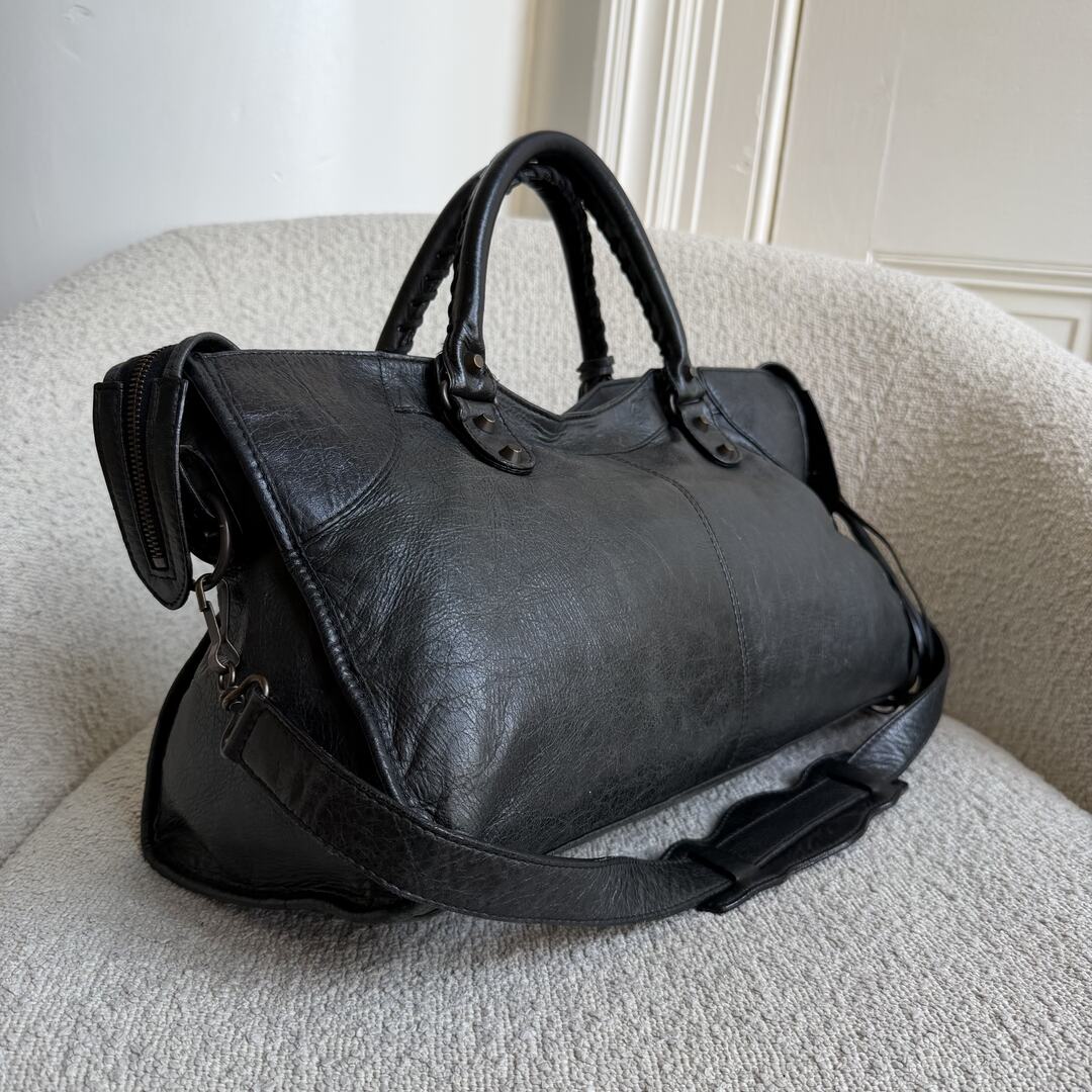 2003 Balenciaga Motocross Classic City Black Leather Handbag