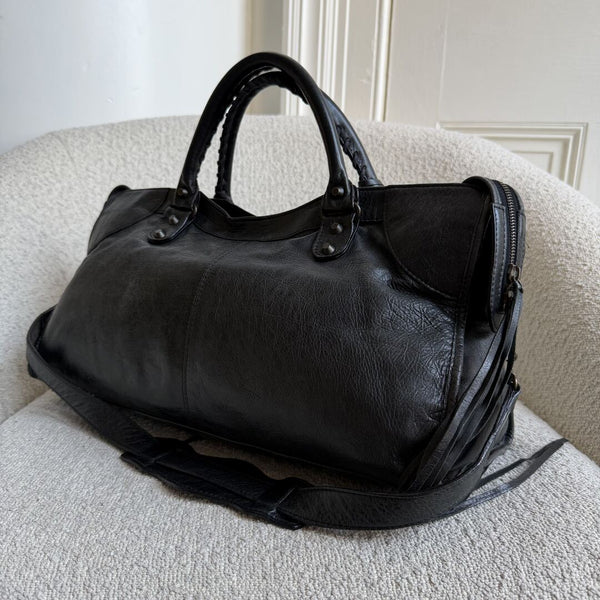 2003 Balenciaga Motocross Classic City Black Leather Handbag