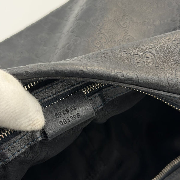 Gucci Guccissima Horsebit Icon Bit Black Leather Shoulder Bag