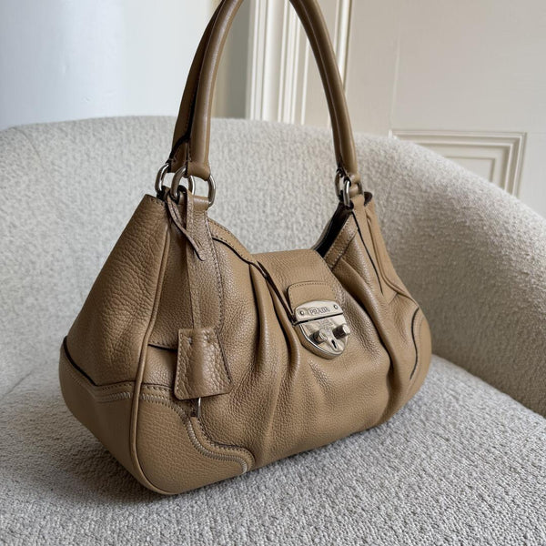 2007 Prada Vitello Daino Hobo Leather Tan Shoulder Bag