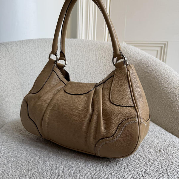 2007 Prada Vitello Daino Hobo Leather Tan Shoulder Bag
