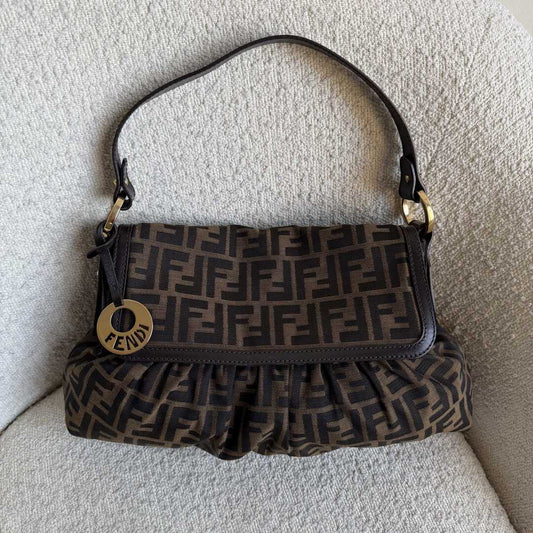 Fendi Zucca Chef Dark Brown Shoulder Bag