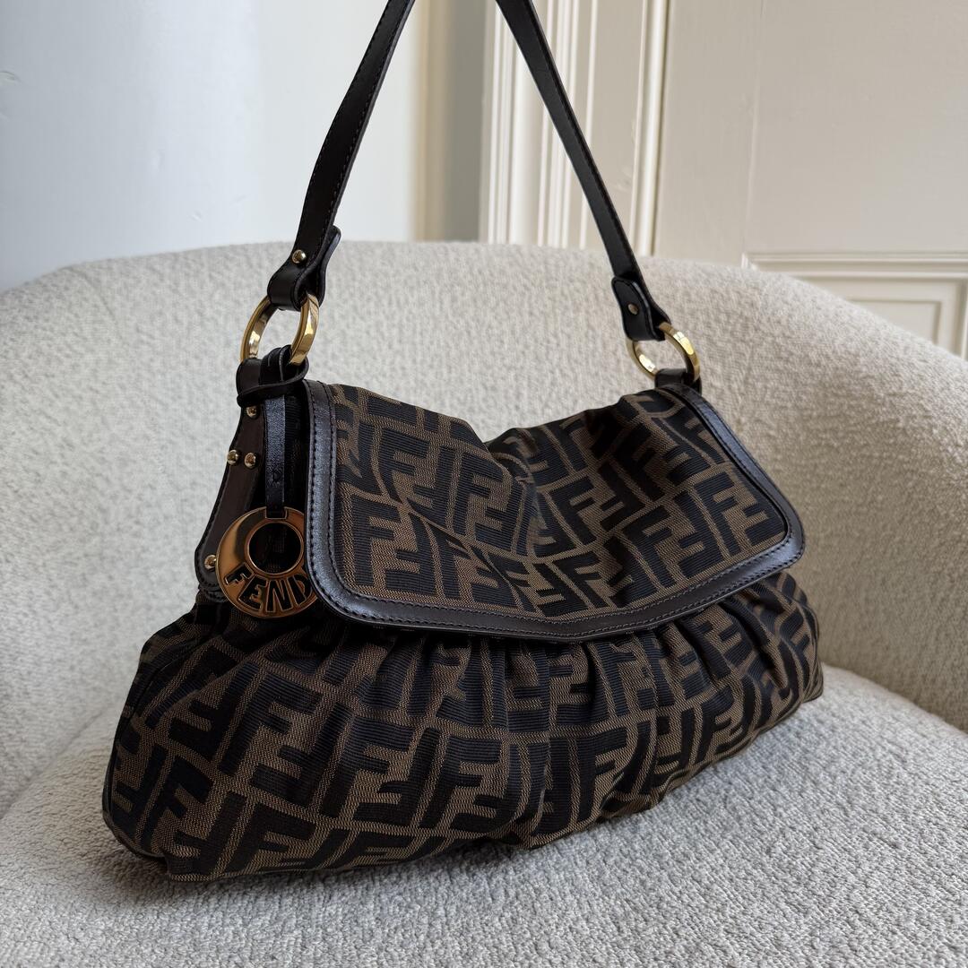 Fendi Zucca Chef Dark Brown Shoulder Bag