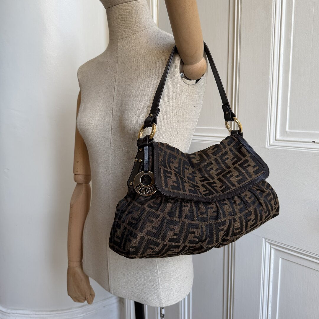 Fendi Zucca Chef Dark Brown Shoulder Bag