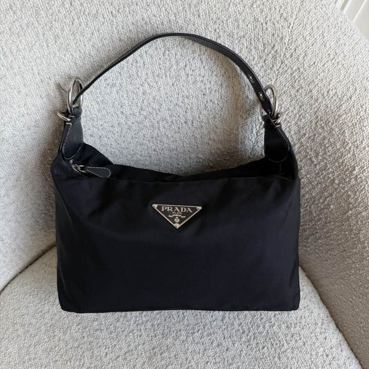 Prada Tessuto Hobo Nylon Black Shoulder Bag