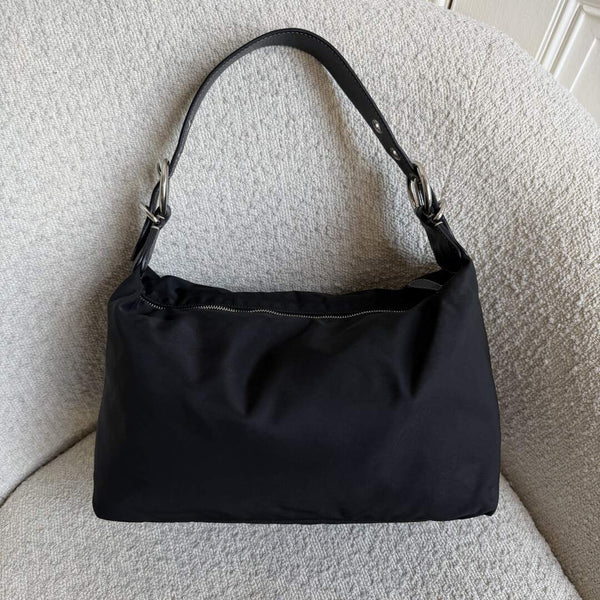 Prada Tessuto Hobo Nylon Black Shoulder Bag