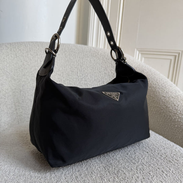 Prada Tessuto Hobo Nylon Black Shoulder Bag