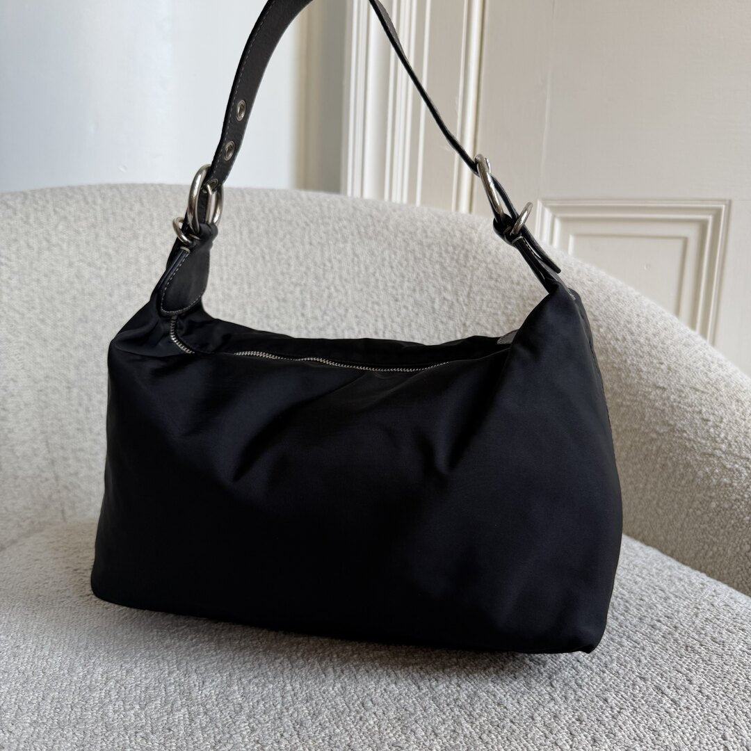 Prada Tessuto Hobo Nylon Black Shoulder Bag