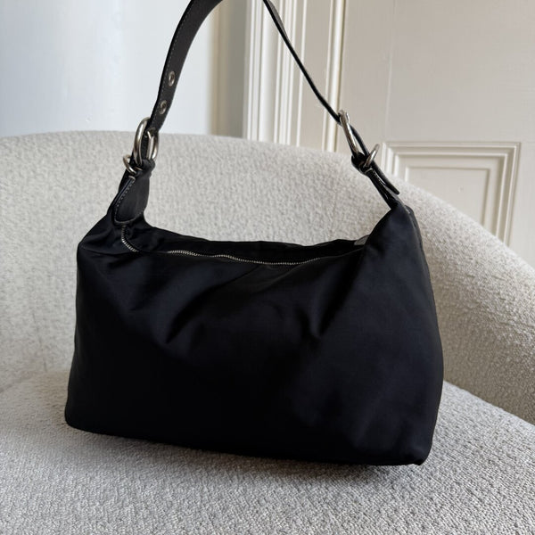 Prada Tessuto Hobo Nylon Black Shoulder Bag