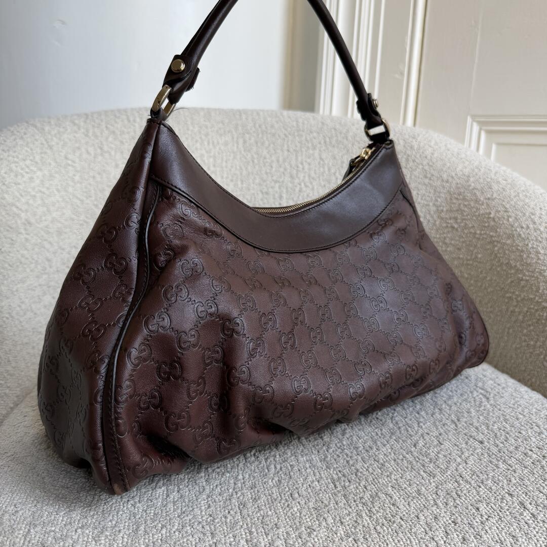 Gucci Guccissima Abbey Brown Large Shoulder Bag