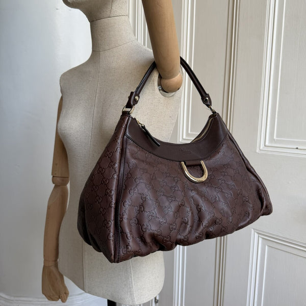 Gucci Guccissima Abbey Brown Large Shoulder Bag