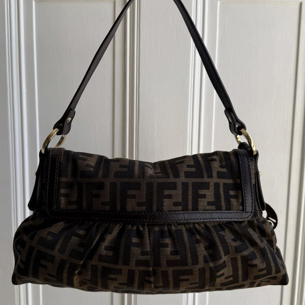 Fendi Zucca Charm Brown Shoulder Bag