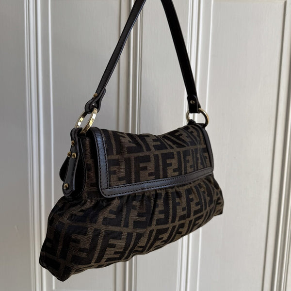 Fendi Zucca Charm Brown Shoulder Bag
