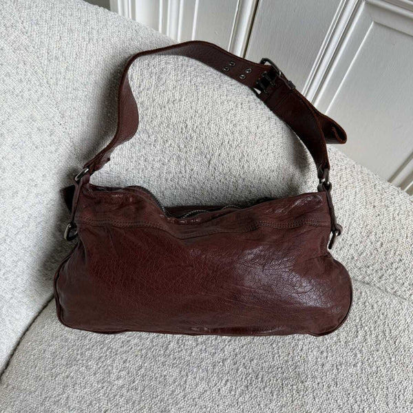 Archive Miu Miu Leather Flower Brown Shoulder Bag