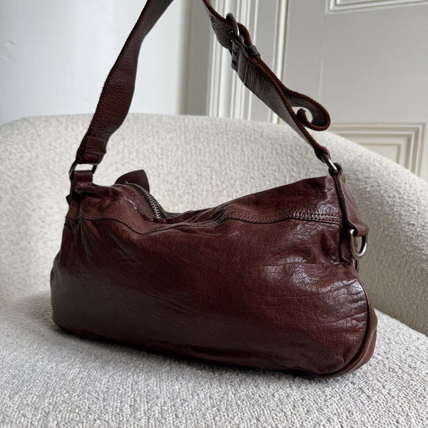 Archive Miu Miu Leather Flower Brown Shoulder Bag