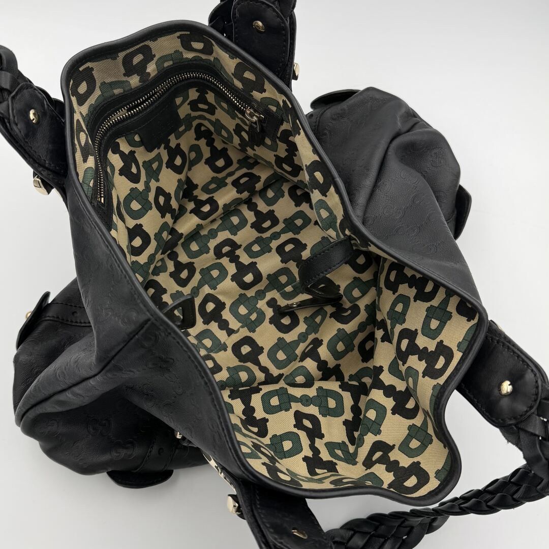 Gucci Guccissima Horsebit Leather Black Tote Bag