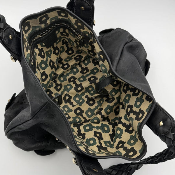 Gucci Guccissima Horsebit Leather Black Tote Bag