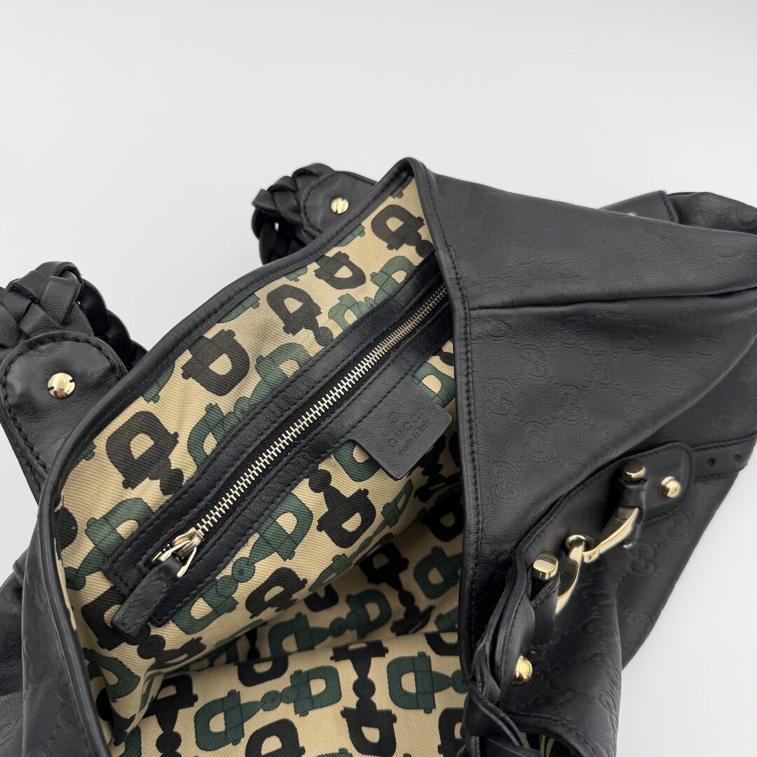 Gucci Guccissima Horsebit Leather Black Tote Bag
