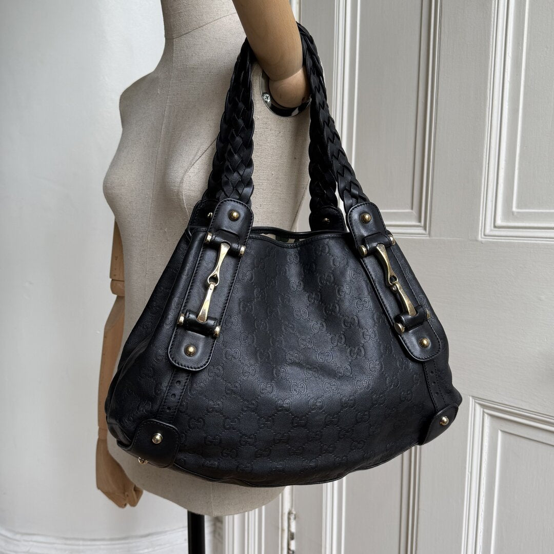 Gucci Guccissima Horsebit Leather Black Tote Bag