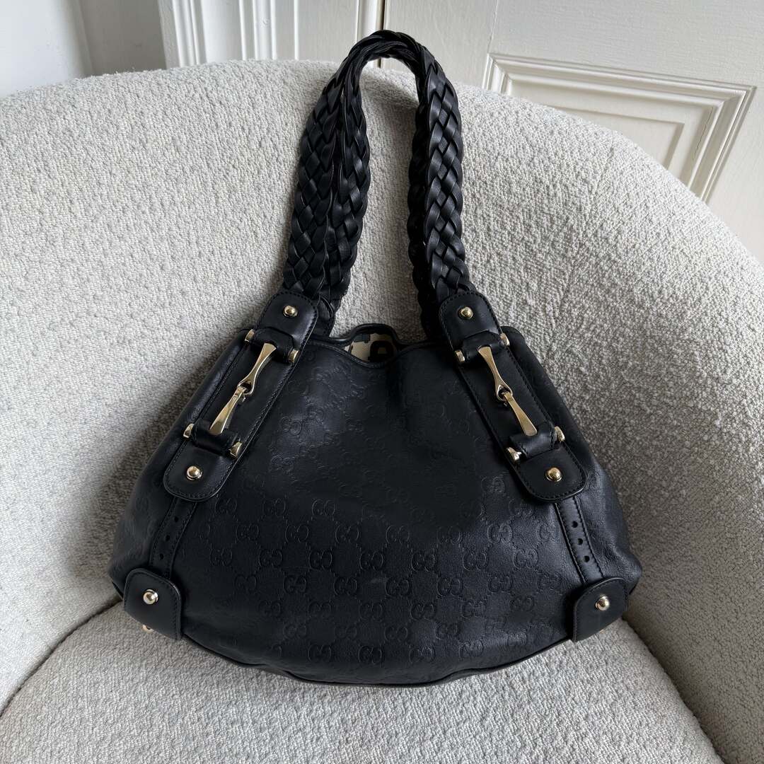 Gucci Guccissima Horsebit Leather Black Tote Bag