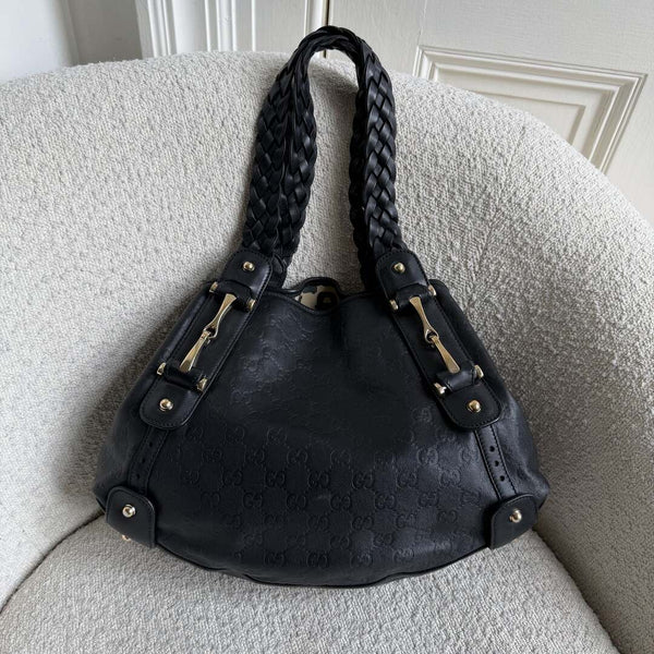 Gucci Guccissima Horsebit Leather Black Tote Bag