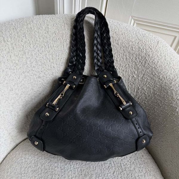Gucci Guccissima Horsebit Leather Black Tote Bag