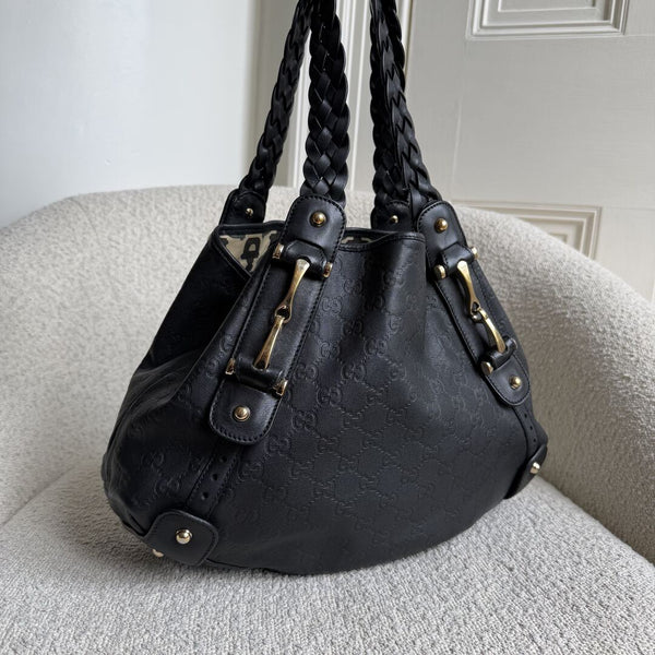 Gucci Guccissima Horsebit Leather Black Tote Bag
