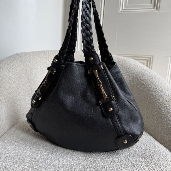 Gucci Guccissima Horsebit Leather Black Tote Bag