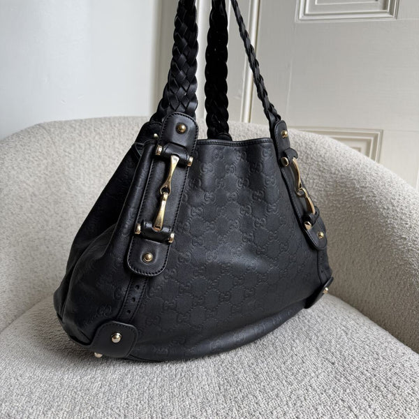 Gucci Guccissima Horsebit Leather Black Tote Bag