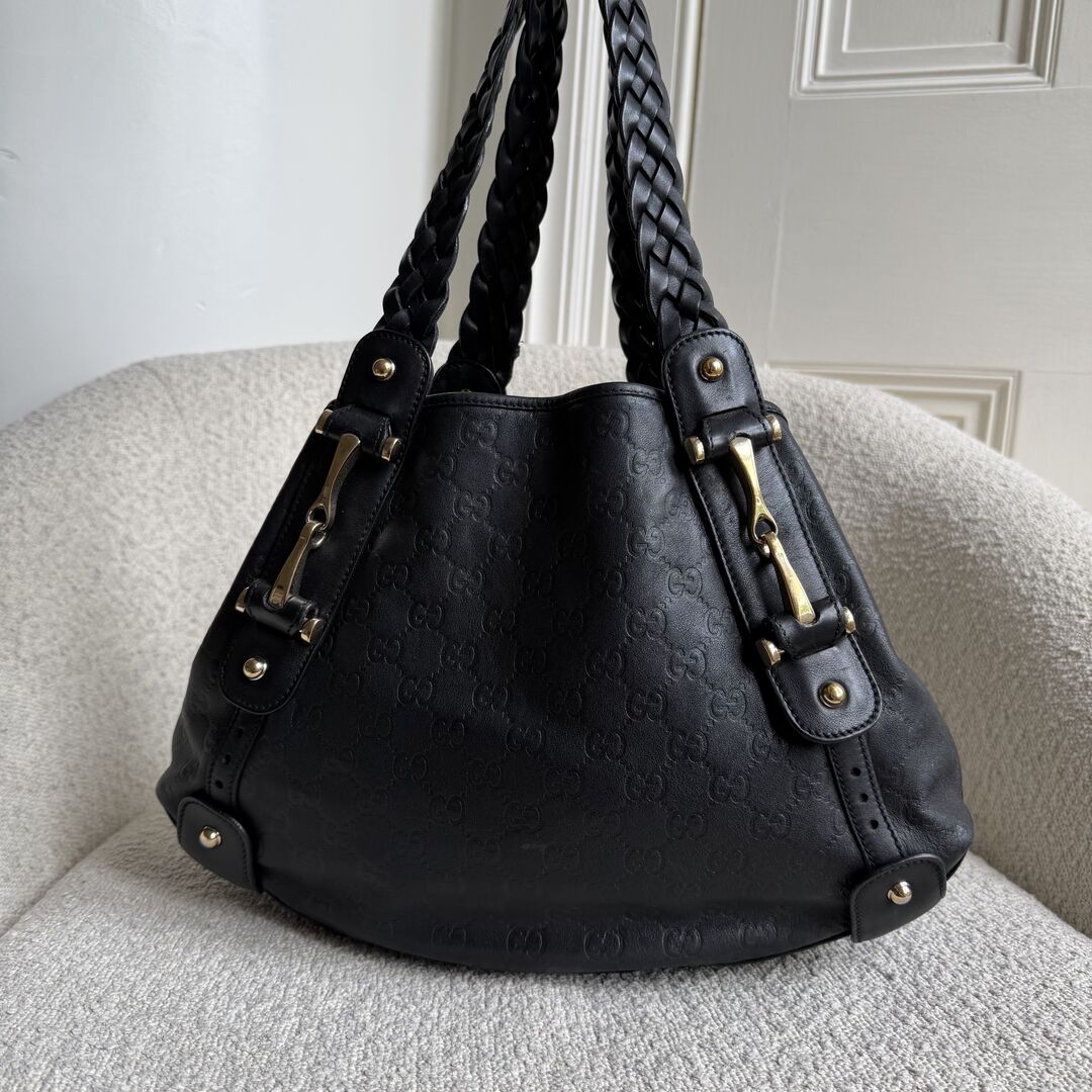 Gucci Guccissima Horsebit Leather Black Tote Bag