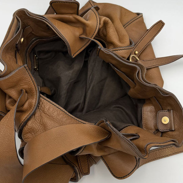 Miu Miu Vitello Leather Brown Tote Bag