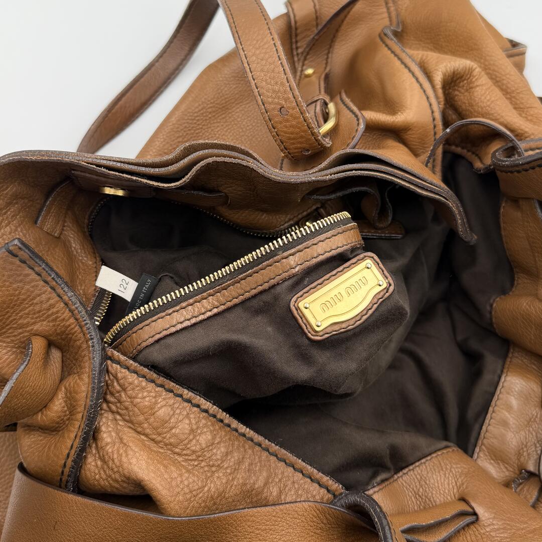 Miu Miu Vitello Leather Brown Tote Bag