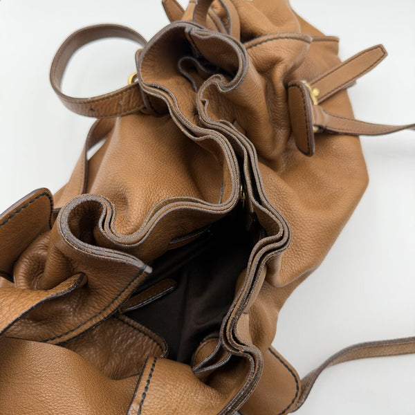 Miu Miu Vitello Leather Brown Tote Bag