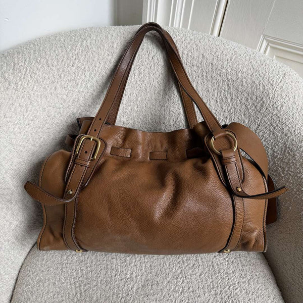 Miu Miu Vitello Leather Brown Tote Bag