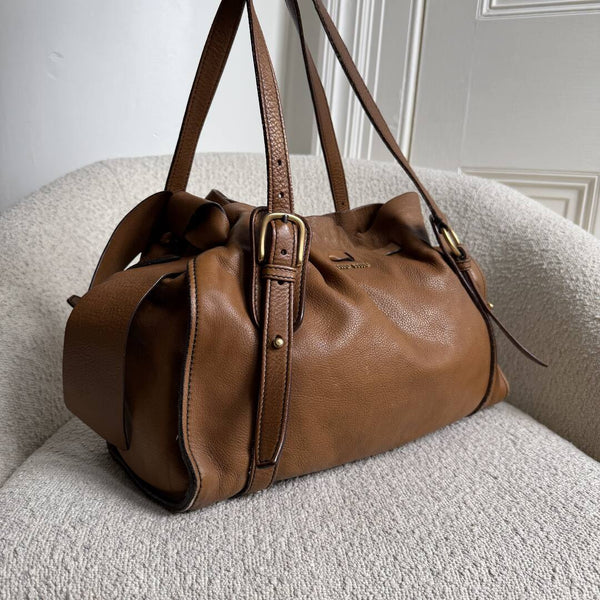 Miu Miu Vitello Leather Brown Tote Bag