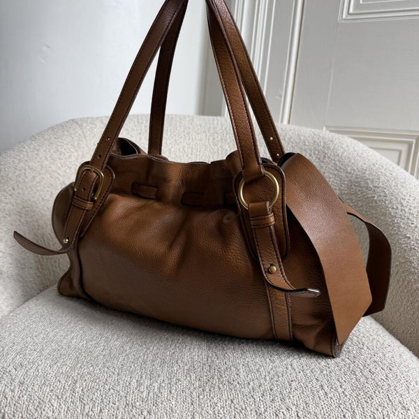 Miu Miu Vitello Leather Brown Tote Bag