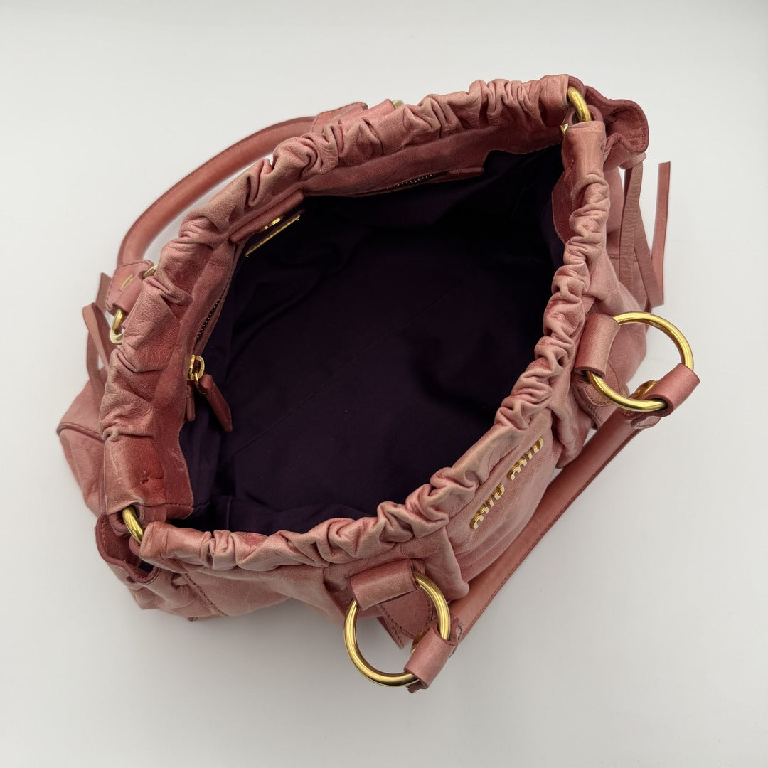 Miu Miu Vitello Baby Pink Leather Handbag