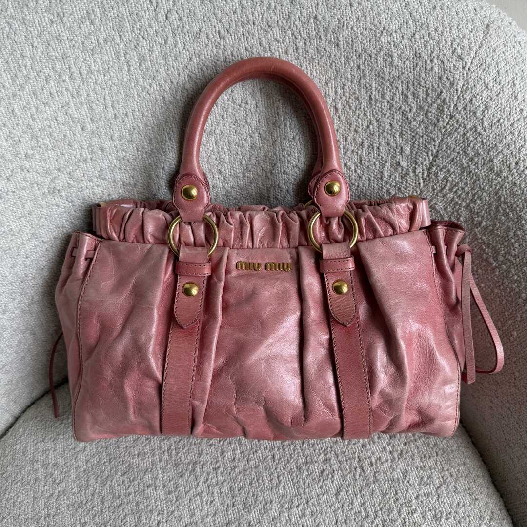 Miu Miu Vitello Baby Pink Leather Handbag