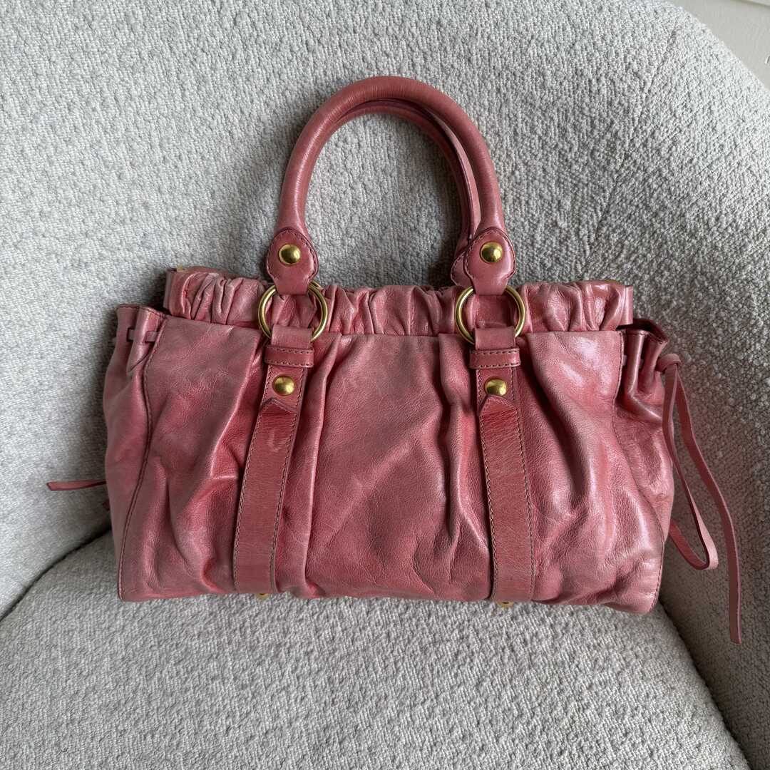 Miu Miu Vitello Baby Pink Leather Handbag