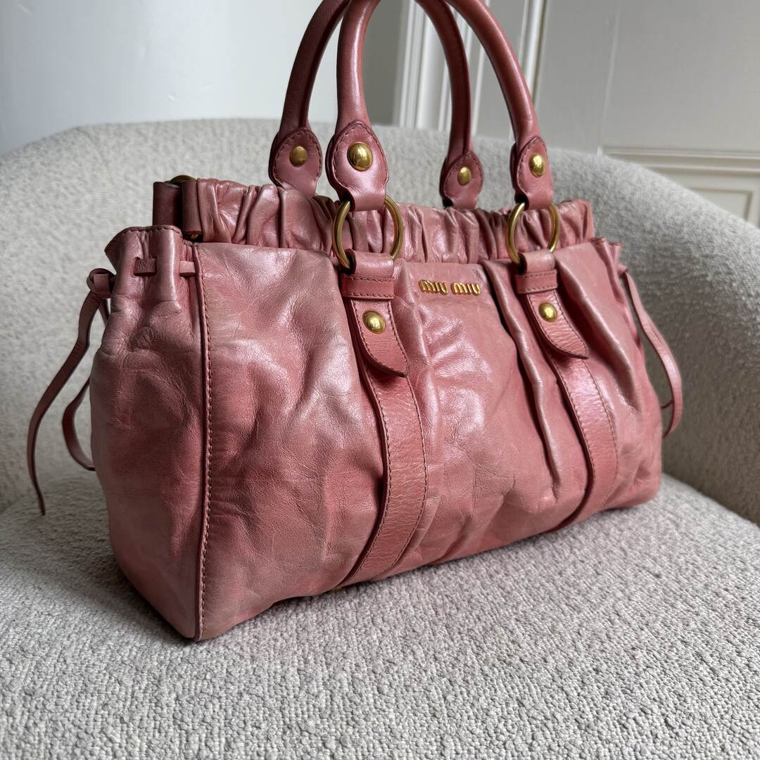 Miu Miu Vitello Baby Pink Leather Handbag