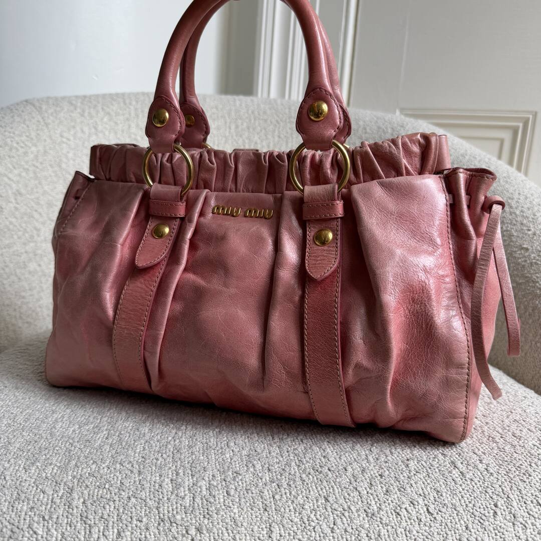 Miu Miu Vitello Baby Pink Leather Handbag