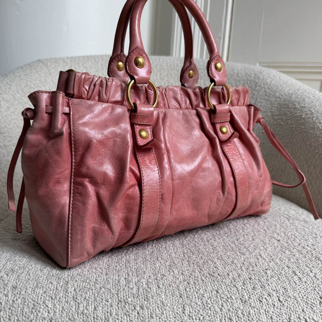 Miu Miu Vitello Baby Pink Leather Handbag