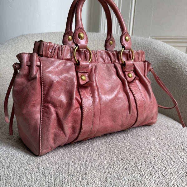 Miu Miu Vitello Baby Pink Leather Handbag