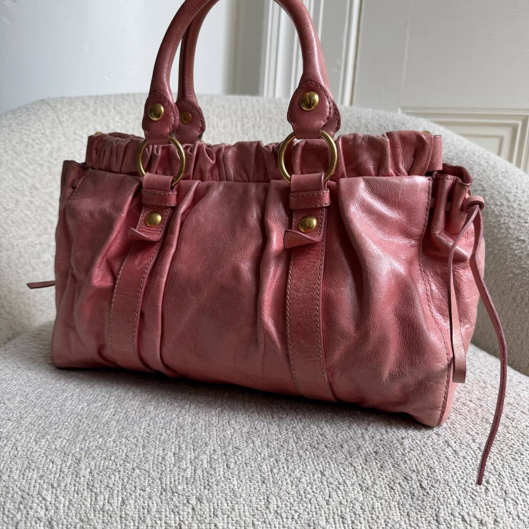 Miu Miu Vitello Baby Pink Leather Handbag