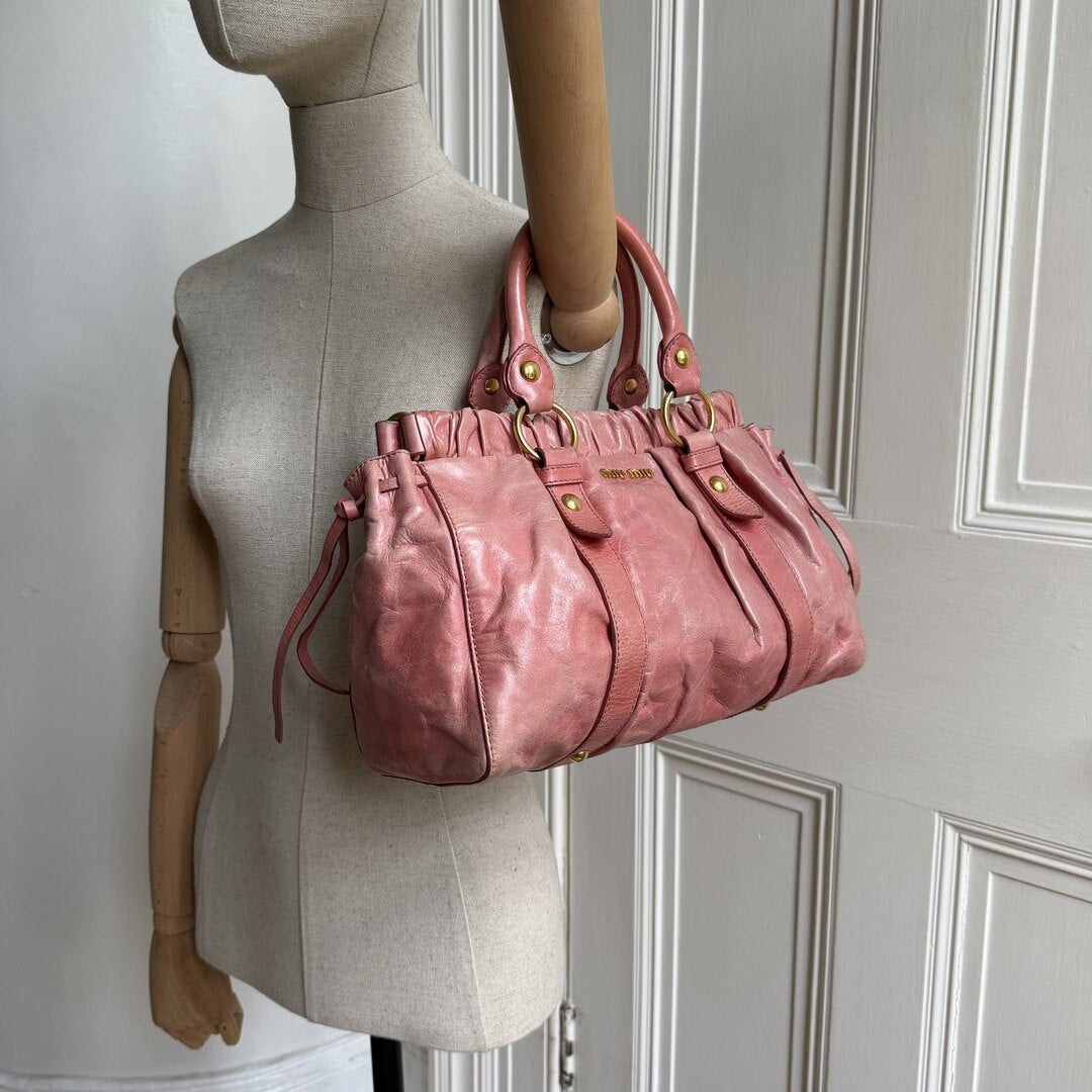 Miu Miu Vitello Baby Pink Leather Handbag